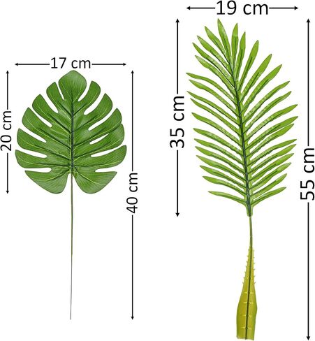 أوراق النخيل الاصطناعية مع الجذعية (20 قطعة) الاستوائية فيلوديندرون Monstera سعف زينة الحفلات شجرة النخيل الصناعية أوراق النبات وهمية تقليد فروع السرخس المنزل المطبخ ديكور البلاستيك AF49 in Kuwait