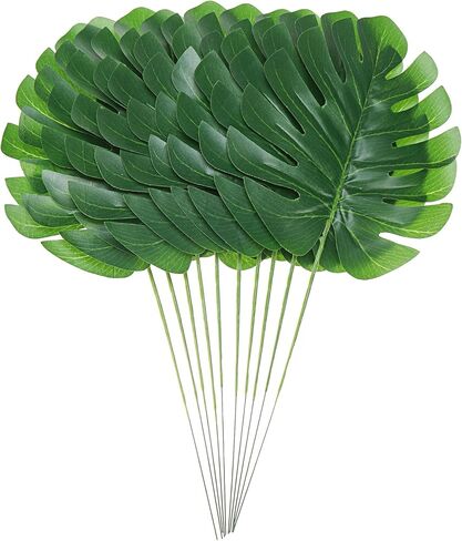 أوراق النخيل الاصطناعية مع الجذعية (20 قطعة) الاستوائية فيلوديندرون Monstera سعف زينة الحفلات شجرة النخيل الصناعية أوراق النبات وهمية تقليد فروع السرخس المنزل المطبخ ديكور البلاستيك AF49 in Kuwait