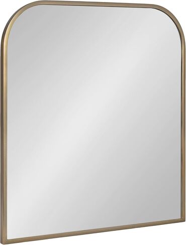 Kate and Laurel Valenti Contemporary Metal Wide Arched Wall Mirror, 28 x 30, Black, Sophisticated Modern Transitional Round Arch Mirror with Narrow Frame in Saudi Arabia