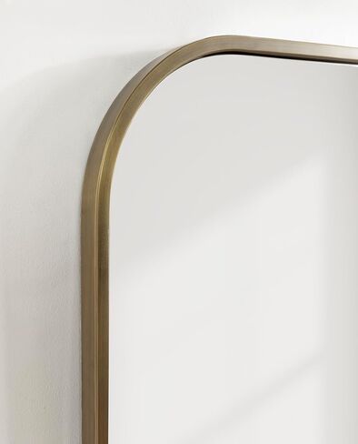 Kate and Laurel Valenti Contemporary Metal Wide Arched Wall Mirror, 28 x 30, Black, Sophisticated Modern Transitional Round Arch Mirror with Narrow Frame in Saudi Arabia