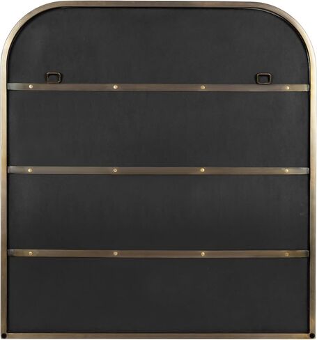 Kate and Laurel Valenti Contemporary Metal Wide Arched Wall Mirror, 28 x 30, Black, Sophisticated Modern Transitional Round Arch Mirror with Narrow Frame in Saudi Arabia