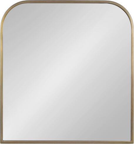 Kate and Laurel Valenti Contemporary Metal Wide Arched Wall Mirror, 28 x 30, Black, Sophisticated Modern Transitional Round Arch Mirror with Narrow Frame in Saudi Arabia
