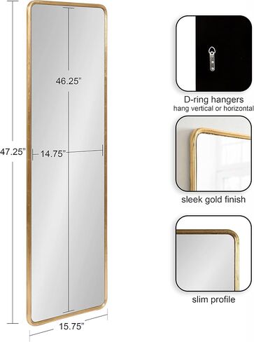 Kate and Laurel Caskill Glam Rounded Rectangle Hanging Wall Mirror for Modern Home Decor Design, 24x36, Gold in Saudi Arabia