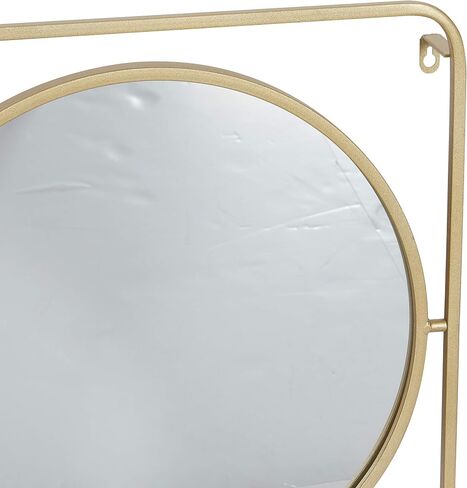 Deco 79 Metal Geometric Wall Shelf with Round Mirror, 29" x 6" x 20", Gold in Saudi Arabia