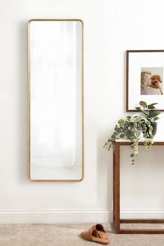 Kate and Laurel Caskill Glam Rounded Rectangle Hanging Wall Mirror for Modern Home Decor Design, 24x36, Gold in Saudi Arabia