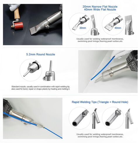 Hot Air Plastic Welder 1600W Plastic Welding Roofing Kit 110V, Vinyl PVC TPO Welding Handheld Plastic Hot Air Heat Gun Welding Torch with Various Nozzles in Saudi Arabia