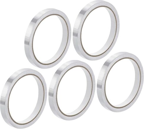 MECCANIXITY Aluminum Foil Tape, 0.2 inch x 32.8ft Foil Tape (3.1 mil), High-Temperature HVAC Tape, Silver Tape Aluminum Tape for Ductwork, Dryer Vent, HVAC (Pack of 5) in Saudi Arabia