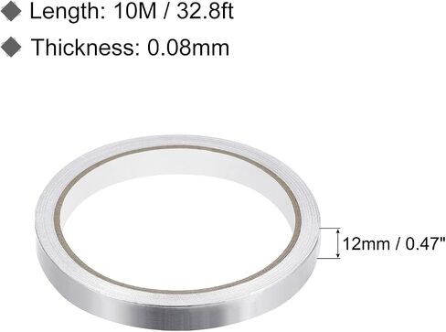 MECCANIXITY Aluminum Foil Tape, 0.2 inch x 32.8ft Foil Tape (3.1 mil), High-Temperature HVAC Tape, Silver Tape Aluminum Tape for Ductwork, Dryer Vent, HVAC (Pack of 5) in Saudi Arabia