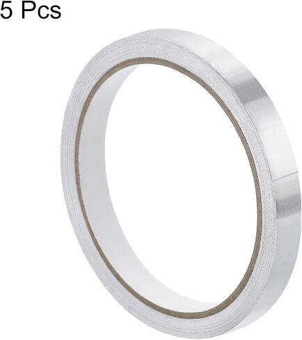 MECCANIXITY Aluminum Foil Tape, 0.2 inch x 32.8ft Foil Tape (3.1 mil), High-Temperature HVAC Tape, Silver Tape Aluminum Tape for Ductwork, Dryer Vent, HVAC (Pack of 5) in Saudi Arabia