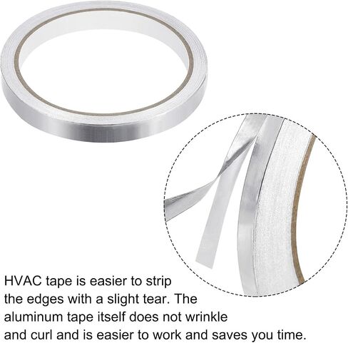 MECCANIXITY Aluminum Foil Tape, 0.2 inch x 32.8ft Foil Tape (3.1 mil), High-Temperature HVAC Tape, Silver Tape Aluminum Tape for Ductwork, Dryer Vent, HVAC (Pack of 5) in Saudi Arabia