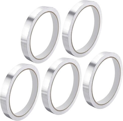 MECCANIXITY Aluminum Foil Tape, 0.2 inch x 32.8ft Foil Tape (3.1 mil), High-Temperature HVAC Tape, Silver Tape Aluminum Tape for Ductwork, Dryer Vent, HVAC (Pack of 5) in Saudi Arabia