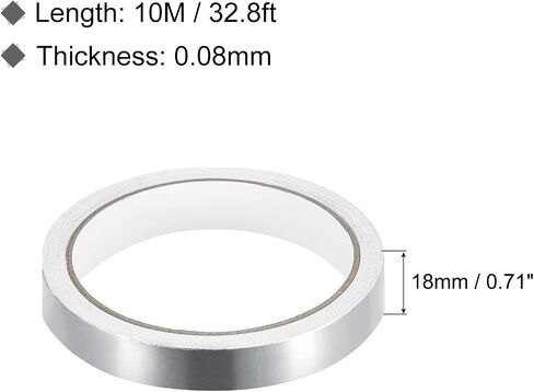 MECCANIXITY Aluminum Foil Tape, 0.2 inch x 32.8ft Foil Tape (3.1 mil), High-Temperature HVAC Tape, Silver Tape Aluminum Tape for Ductwork, Dryer Vent, HVAC (Pack of 5) in Saudi Arabia