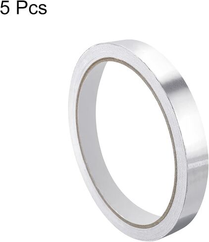 MECCANIXITY Aluminum Foil Tape, 0.2 inch x 32.8ft Foil Tape (3.1 mil), High-Temperature HVAC Tape, Silver Tape Aluminum Tape for Ductwork, Dryer Vent, HVAC (Pack of 5) in Saudi Arabia