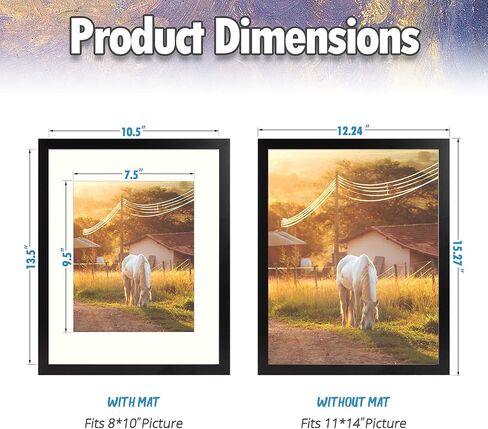 AUEAR, 8x10 Picture Frames for 5x7 with Mat or 8 by 10 Gallery Wall Frame Tabletop Vertical Horizontal Display (Black, 1 Pack) in Saudi Arabia