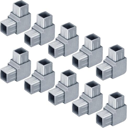 10 عبوات من موصلات الكوع الزاوية 90 درجة لأنبوب مربع 1 × 1 بوصة، خط مربع على شكل حرف L، شفة داخلية مشتركة، قضبان نهائية هيكلية، تركيب درابزين درابزين - ألومنيوم مصبوب in Kuwait