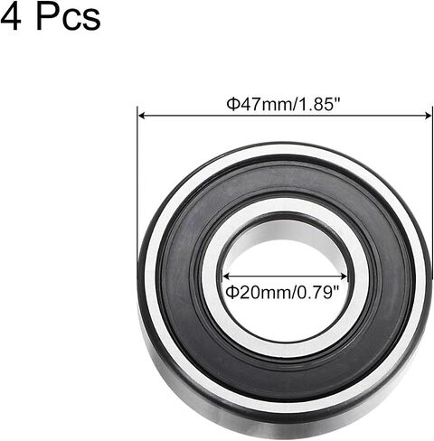 uxcell 6306-2RS Deep Groove Ball Bearing,2pcs 30 x 72 x 19mm C3 Double Rubber Sealed Chrome Steel Bearings,Black in Saudi Arabia