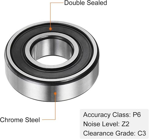 uxcell 6306-2RS Deep Groove Ball Bearing,2pcs 30 x 72 x 19mm C3 Double Rubber Sealed Chrome Steel Bearings,Black in Saudi Arabia