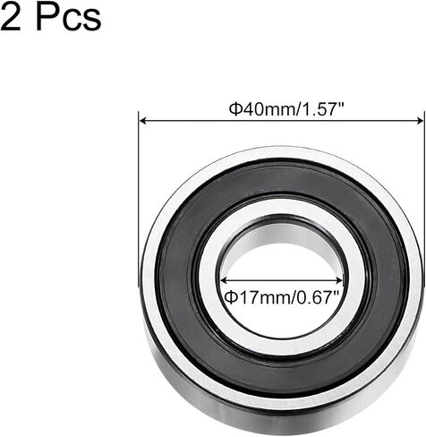 uxcell 6306-2RS Deep Groove Ball Bearing,2pcs 30 x 72 x 19mm C3 Double Rubber Sealed Chrome Steel Bearings,Black in Saudi Arabia