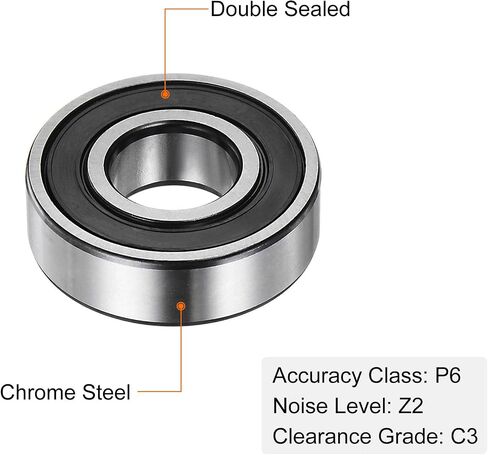 uxcell 6306-2RS Deep Groove Ball Bearing,2pcs 30 x 72 x 19mm C3 Double Rubber Sealed Chrome Steel Bearings,Black in Saudi Arabia