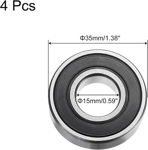 uxcell 6306-2RS Deep Groove Ball Bearing,2pcs 30 x 72 x 19mm C3 Double Rubber Sealed Chrome Steel Bearings,Black in Saudi Arabia