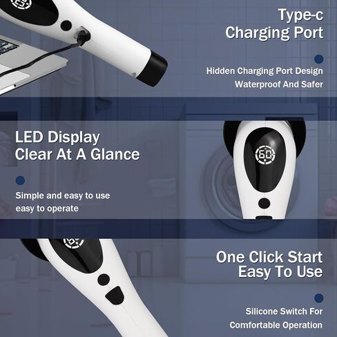 PUYANA Electric Spin Scrubber,Cleaning Brush with LCD Display,Power Scrubbers for Cleaning Bathroom,Rechargeable Cleaning Brush with 9 Replaceable Brush Heads,Adjustable and Removable Long Handle in Saudi Arabia