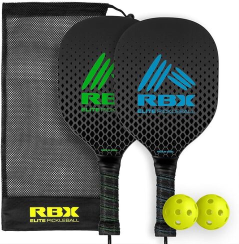 RBX Pickleball Set - (2) Premium Wooden Paddles, (2) X-40 Outdoor Balls, & Mesh Travel Bag - Outdoor Sport Games for Adults and Kids in Saudi Arabia