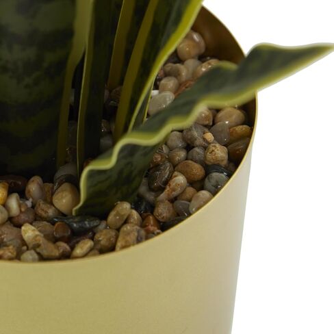 Deco 79 The Novogratz Faux Foliage Snake Artificial Plant with Realistic Leaves and Gold Porcelain Pot, 13" x 11" x 20", Green in Saudi Arabia