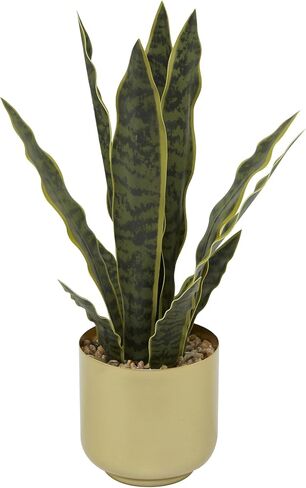 Deco 79 The Novogratz Faux Foliage Snake Artificial Plant with Realistic Leaves and Gold Porcelain Pot, 13" x 11" x 20", Green in Saudi Arabia