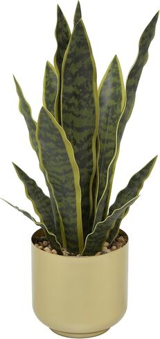 Deco 79 The Novogratz Faux Foliage Snake Artificial Plant with Realistic Leaves and Gold Porcelain Pot, 13" x 11" x 20", Green in Saudi Arabia
