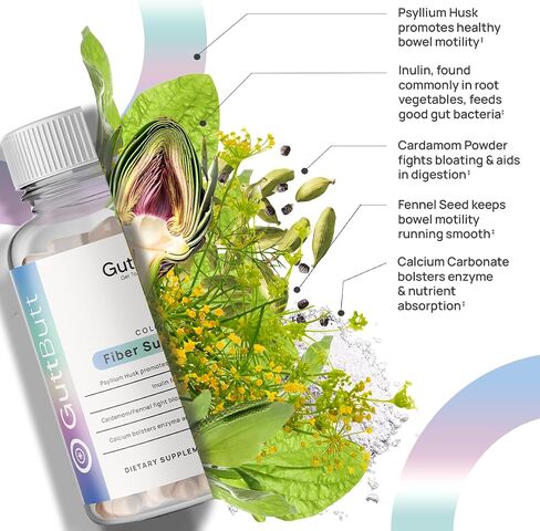 Vegan Cleanliness Fiber Supplement | Helps Promote Digestive Regularity | Psyllium Husk, Unulin, Cardamom, Fennel Seed, Calcium Carbonate | Proprietary Formula | 120 Vegan Capsules in Saudi Arabia