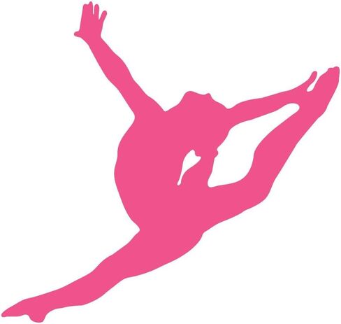 ملصقات حائط باللون الوردي الساخن - ملصق حائط بصورة ظلية لقفزة الجمباز - 30 بوصة × 29 بوصة - رسم قابل للتقشير واللصق in Kuwait