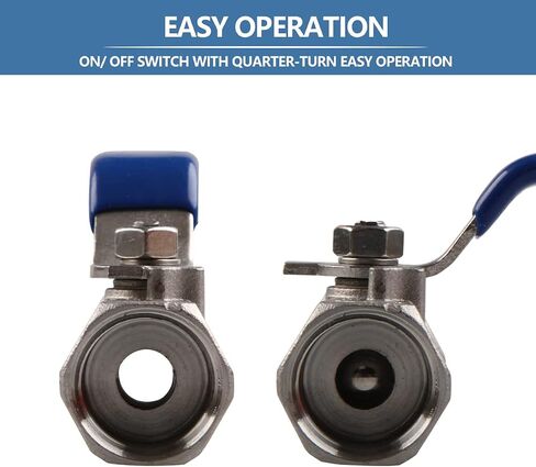 YanTone Ball Valve 1/2"، الفولاذ المقاوم للصدأ 304 صمام المياه إيقاف الصمامات للنفط والغاز، ذكر X أنثى NPT الموضوع (1/2 بوصة، 1 حزمة) in Kuwait