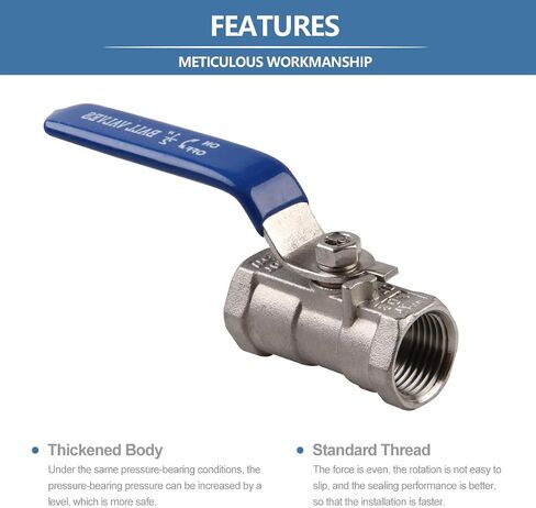 YanTone Ball Valve 1/2"، الفولاذ المقاوم للصدأ 304 صمام المياه إيقاف الصمامات للنفط والغاز، ذكر X أنثى NPT الموضوع (1/2 بوصة، 1 حزمة) in Kuwait