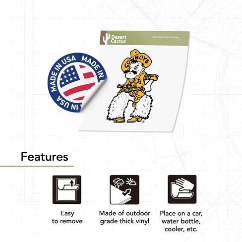 Desert Cactus University of Wyoming UWYO Cowboys Vinyl Decal Laptop Water Bottle Car Scrapbook Sticker (IND 5) in Saudi Arabia