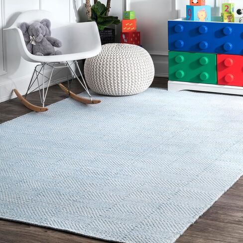 nuLOOM Ago Geometric Wool Area Rug, 5x8, Light Blue in Saudi Arabia