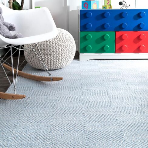 nuLOOM Ago Geometric Wool Area Rug, 5x8, Light Blue in Saudi Arabia