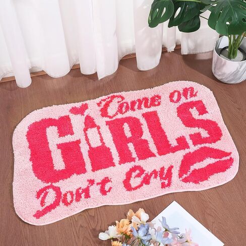 سجاد الحمام الوردي حصيرة حمام الوردي الساخن، الفتيات لا تبكي غير زلة ستوكات ماصة دش البساط مضحك لطيف السجاد ديكور الحمام للفتيات النساء in Kuwait