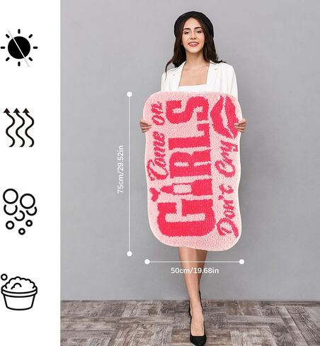 سجاد الحمام الوردي حصيرة حمام الوردي الساخن، الفتيات لا تبكي غير زلة ستوكات ماصة دش البساط مضحك لطيف السجاد ديكور الحمام للفتيات النساء in Kuwait