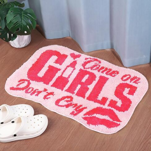 سجاد الحمام الوردي حصيرة حمام الوردي الساخن، الفتيات لا تبكي غير زلة ستوكات ماصة دش البساط مضحك لطيف السجاد ديكور الحمام للفتيات النساء in Kuwait