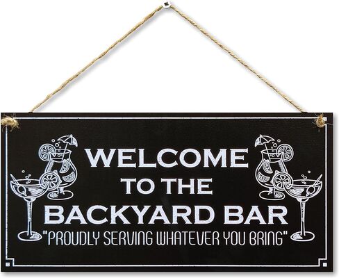 CARISPIBET Welcome to the backyard bar Home signs outdoor signs porch decorative plaques kitchen signs 6" x 12" in Saudi Arabia