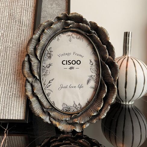 CISOO 4x4 Vintage Round Picture Frame, Antique Black with Gold Ornate Flower Circle Photo Frame, for Tabletop and Wall Display, Decorative Floral Retro Home Decor, Photo Gallery Art in Saudi Arabia