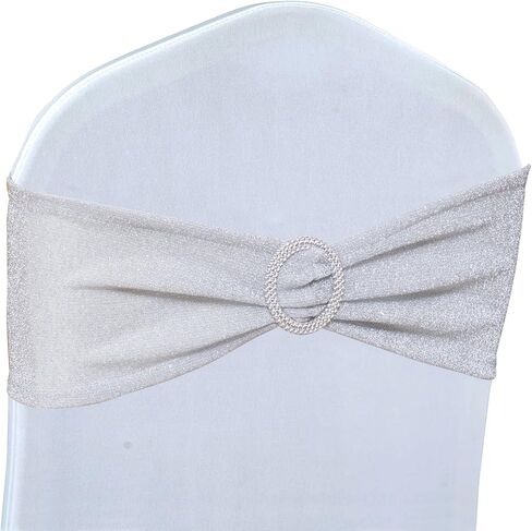 Poise3EHome Tinsel Gold Chair Sashes 10 Pack, Sparkly Stretch Chair Bands with Buckle for Wedding Party Banquet Birthday Decoration in Saudi Arabia