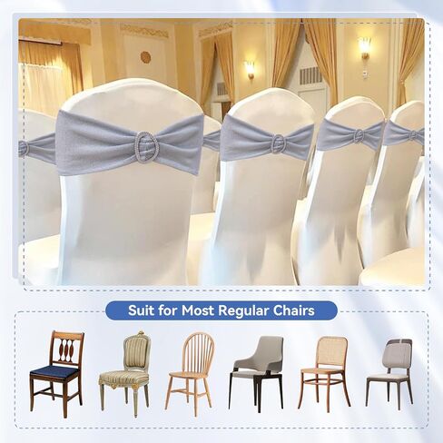 Poise3EHome Tinsel Gold Chair Sashes 10 Pack, Sparkly Stretch Chair Bands with Buckle for Wedding Party Banquet Birthday Decoration in Saudi Arabia