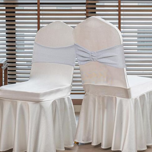 Poise3EHome Tinsel Gold Chair Sashes 10 Pack, Sparkly Stretch Chair Bands with Buckle for Wedding Party Banquet Birthday Decoration in Saudi Arabia