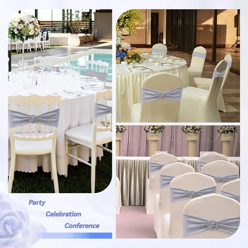 Poise3EHome Tinsel Gold Chair Sashes 10 Pack, Sparkly Stretch Chair Bands with Buckle for Wedding Party Banquet Birthday Decoration in Saudi Arabia