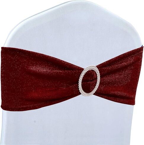 Poise3EHome Tinsel Gold Chair Sashes 10 Pack, Sparkly Stretch Chair Bands with Buckle for Wedding Party Banquet Birthday Decoration in Saudi Arabia