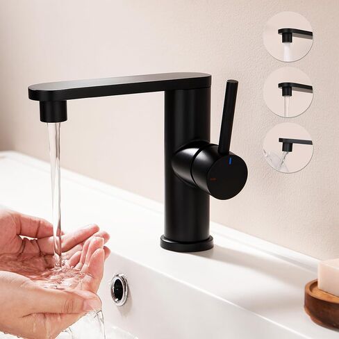 Tohlar Gold Bathroom Faucet, Single Hole Bathroom Sink Faucet with Sprayer, Brushed Gold Faucet Single Handle 360° Swivel for Bathroom, Vanity - Solid Stainless Steel, Assembly Drain, 24" Supply Hoses in Saudi Arabia