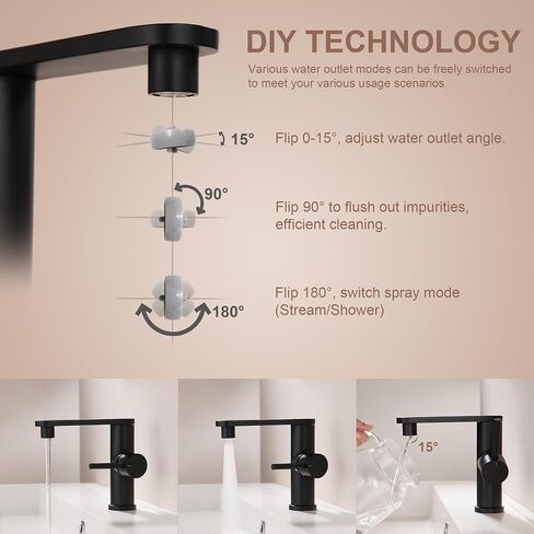 Tohlar Gold Bathroom Faucet, Single Hole Bathroom Sink Faucet with Sprayer, Brushed Gold Faucet Single Handle 360° Swivel for Bathroom, Vanity - Solid Stainless Steel, Assembly Drain, 24" Supply Hoses in Saudi Arabia