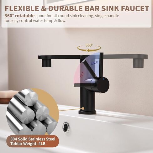 Tohlar Gold Bathroom Faucet, Single Hole Bathroom Sink Faucet with Sprayer, Brushed Gold Faucet Single Handle 360° Swivel for Bathroom, Vanity - Solid Stainless Steel, Assembly Drain, 24" Supply Hoses in Saudi Arabia