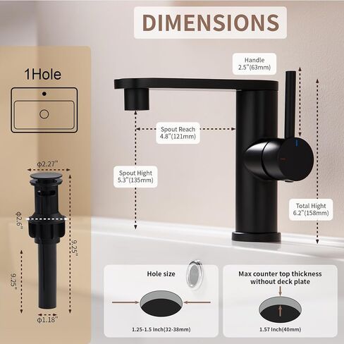 Tohlar Gold Bathroom Faucet, Single Hole Bathroom Sink Faucet with Sprayer, Brushed Gold Faucet Single Handle 360° Swivel for Bathroom, Vanity - Solid Stainless Steel, Assembly Drain, 24" Supply Hoses in Saudi Arabia